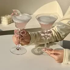 Primeiro rolo Retro taça Cocktail vidro arco decoração Martini vidro menina coração sobremesa copo frutas xícara de chá