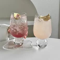 Copo de coquetel de vidro esférico de alto valor, copo de pé curto, criativo, suco de bolha, copo de bebida, Milkshake,