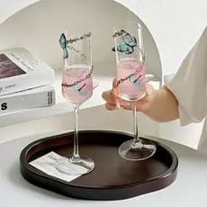 Primeiro rolo criativo borboleta decoração champanhe vidro transparente copo de vinho criativo copo de vinho doce taça d