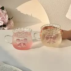 Primeiro rolo de vidro com laço de alto valor, copo de água transparente doméstico, requintado, copo de alto borosilicat