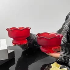 Tigela de sobremesa de sorvete de pés curtos domésticos requintados iogurte transparente raspado pudim de gelo tigela de
