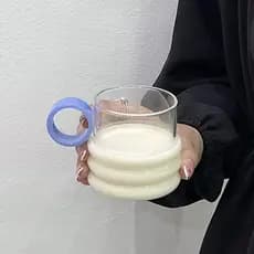 Design sentido ins anel de vidro nicho xícara de café com alça resistente a altas temperaturas copo de água café da manh