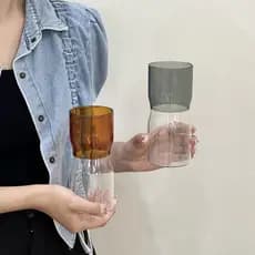Nicho Design estilo ins estilo em camadas copo de suco de vidro bolha copo de água gelo americano xícara de café bebida