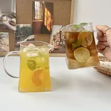Ins copo de vidro de grande capacidade com alça influenciador restaurante frutas xícara de chá suco bolha copo de água c