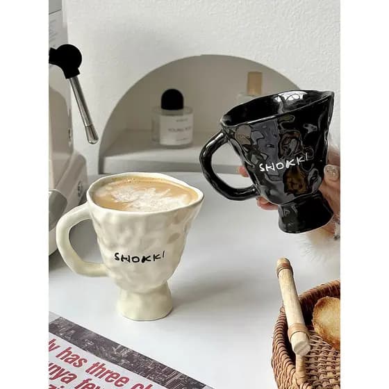 Ins estilo Irregular cerâmica xícara de café nicho Design caneca copo de água taça mão pitada casal presente copo