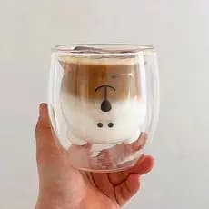 Ins estilo bonito urso vidro dupla camada resistente ao calor doméstico beber copo Latte xícara de café suco copo de lei