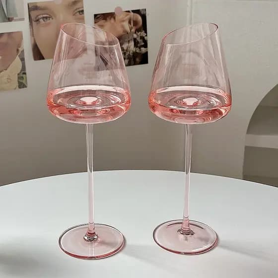 Luz de luxo high-End rosa vinho tinto copo ins estilo alto valor casa cristal champanhe vidro Diagonal taça