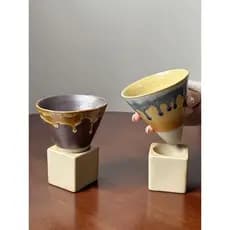 Japonês artesanal antigo grés americano xícara de café Retro criativo funil cerâmica latte latte latte copo água