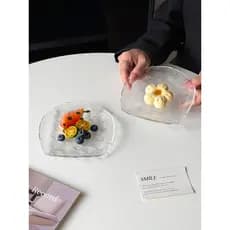 Criativo auspicioso nuvem padrão placa de vidro luz chinesa luxo casa prato frutas lanche quadrado sobremesa prato chá d