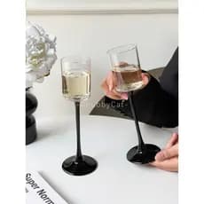 Japonês criativo haste preta vidro de champanhe ins em linha reta Martini vidro barra cristal taça Cocktail vidro vinho