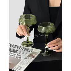 Retro verde de meia-idade vidro listrado taça Cocktail vidro vinho tinto champanhe vidro bolha água vidro sorvete