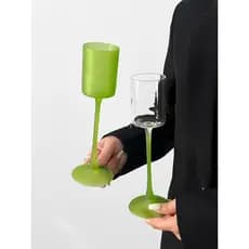 Retro fosco verde reto taça de vidro Cocktail nicho Premium champanhe vidro doce vinho suco vidro