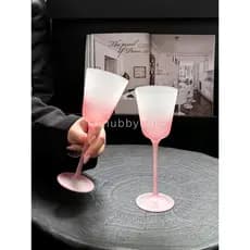 Cálice rosa gradiente fosco de alto valor estilo copo de champanhe vinho doce copo de vinho tinto criativo copo de coque