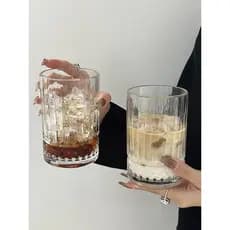 Ins listra Vertical gelado americano xícara de café copo de água copo de vidro leite café da manhã suco bebida copo gran