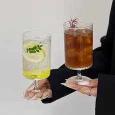 Nicho ins Retro gelo americano Latte xícara de café padrão Vertical taça suco vidro bolha copo água Cocktail vidro