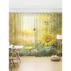 Nordic pequeno fresco girassol flor borboleta Blackout cortina sala de estar menina quarto varanda Bay janela tela corti