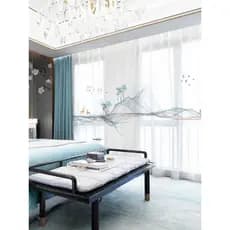 Novo estilo chinês paisagem pintura a tinta cortinas clássico sala de estar quarto Hotel varanda Bay janela tela cortina