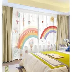 Nuvem dos desenhos animados arco-íris cortina bonito estilo princesa menina quarto das crianças menina Blackout Bay jane
