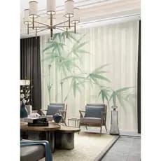 Novo estilo chinês Zen verde bambu floresta cortina de gaze quarto Bay janela varanda sala estar estúdio Hotel sala chá