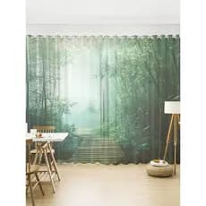 Novo estilo chinês floresta de bambu verde bambu mar cortina sala estar varanda Blackout estúdio sala chá cortina gaze q