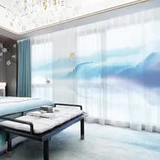 Novo estilo chinês Zen tinta paisagem pintura cortinas estilo chinês tela da janela de estudo 2026 novo estilo sala esta