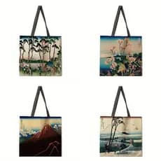 Ukiyo-e Bolsa Casual Dobrável Bolsa de Compras Bolsa de Ombro Bolsa Moda Praia Bolsa Sacola