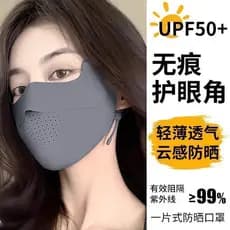 Máscara protetora solar sem marcação, feminina, Anti-ultravioleta, seda gelada, proteção para os olhos, capa de canto, e