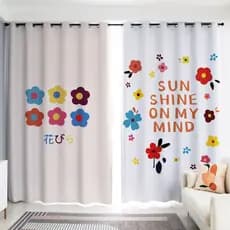 Nordic simples cortinas estilo Hyuna fresco pequena flor quarto varanda janela do chão ao teto sala de estar Bay janela