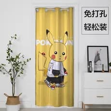 Pikachu porta cortina divisória pára-brisa quarto das crianças dos desenhos animados sem perfuração fácil instalação cor
