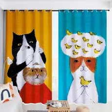 Novo nórdico moderno simples cortinas quarto sala de estar apartamento aquarela pintura a óleo corte de cabelo gato deco