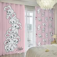 Nova cortina bonito dos desenhos animados amor coelho menina quarto Blackout completo princesa rosa quarto das crianças