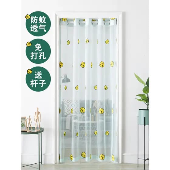 2026 novo estilo cortina de porta decorativa estilo japonês dos desenhos animados Jingle bordado gaze Velcro divisória c