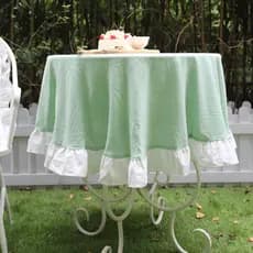 Iris Village Travel Mint Verde Literário Branco Folha de Lótus Toalha de Mesa Toalha de Mesa de Café Estilo Americano Me