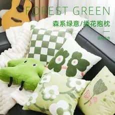 Verde influenciador estilo pequena flor algodão lona bordado travesseiro fronha sala de estar sofá almofada modelo quart