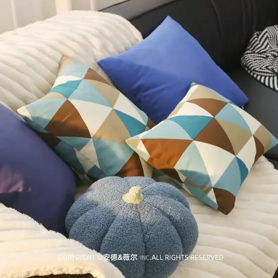 Simples combinação azul fronha sala de estar sofá quarto fronha Bay janela cama puro algodão impresso núcleo almofada