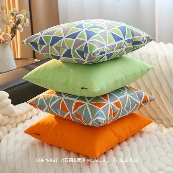 Simples e moderno colagem triângulo laranja verde travesseiro capa de almofada sala estar sofá encosto algodão puro almo