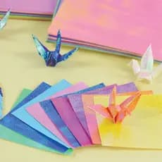Papel Origami 15x15cm Perolizada Iridescente Face única Rainbow  (12fls)