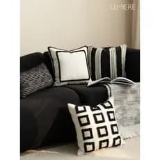 Travesseiro italiano almofada de sofá de alta qualidade preto branco encosto geométrico b & b modelo decoração de quarto