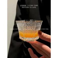 [1 pote 2 xícaras] japonês Retro pequeno copo de vinho saquê xícara de chá ameixa vinho branco cristal vidro flor xícara