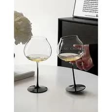 Luz francesa luxo haste preta grande barriga copo de vinho Ultra-fino casa Retro champanhe copo de vinho tinto copo de v