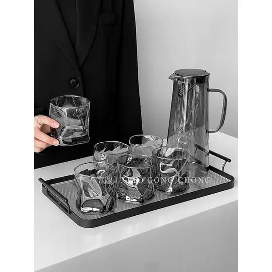 Conjunto de copo de água torcido de alta aparência, luxo leve, doméstico, sala de estar, grande capacidade, Ket frio