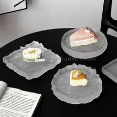 Placa de vidro glaciar fosca, bandeja de sobremesa para refeição fria de alta qualidade, prato de Sushi, banquete criati