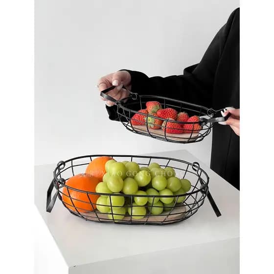 Cesta de frutas de ferro criativa sala de estar mesa de café cesta de armazenamento doméstico ins lanche frito placa de