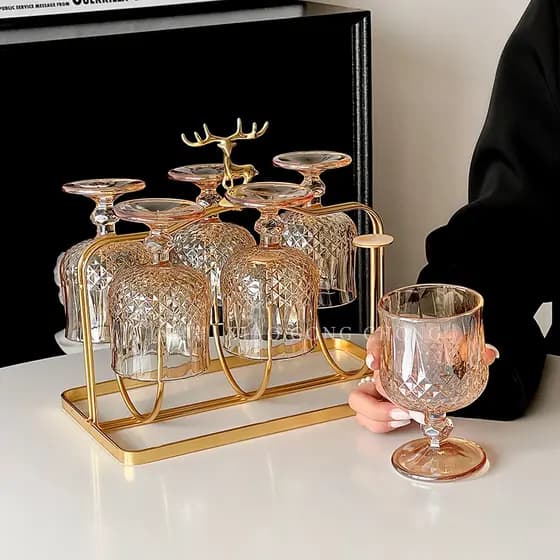 Conjunto de vidro de vinho doméstico de luxo com luz de alta qualidade, copo de cristal, copo de vinho tinto, criativo,