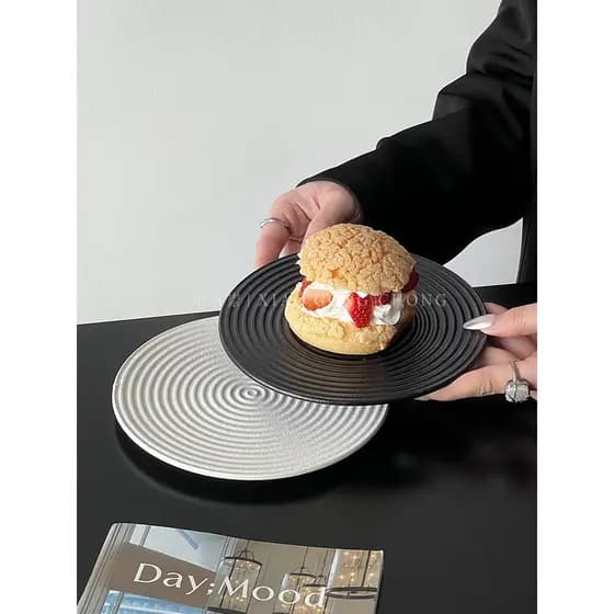 Placa de cerâmica branca pura fosca nórdica, estilo ins, prato de sobremesa simples, prato de bolo, Sushi, bandeja de lu