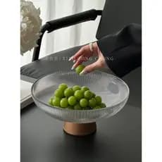 Prato de frutas leve e luxuoso de pés altos, mesa de centro doméstica, vidro de alta qualidade, prato de frutas secas, d