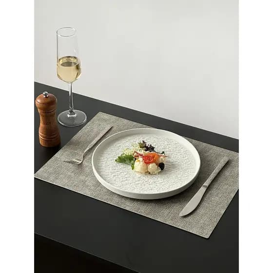 Placa de bife de cerâmica com padrão de pedra fosca, placa de comida ocidental de alta qualidade para uso doméstico, pla