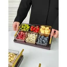 Prato de frutas leve e luxuoso de alta qualidade para casa, sala de estar, mesa de café, lanche, prato de lanche acrílic