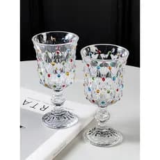 Estilo francês nicho de vidro de alto valor champanhe copo de vinho criativo pintado taça de vinho tinto par presentes f