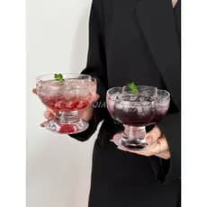 Ins estilo flor renda taça de vidro Jam copo sobremesa copo iogurte doméstico alto valor sorvete pudim copo